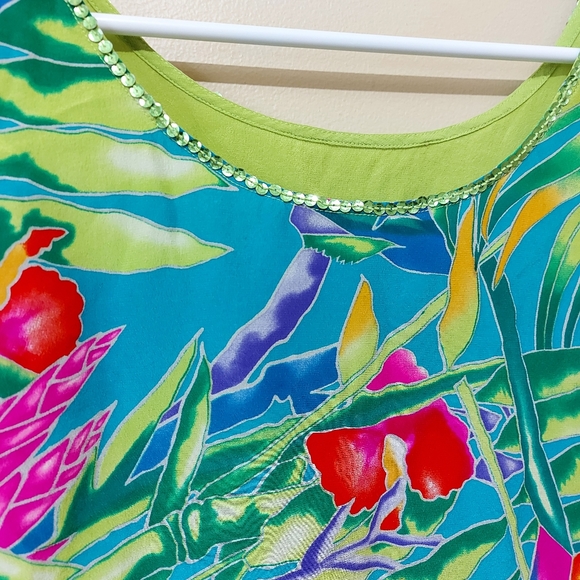 Diane Gilman Tropical Silk Tank Top - Picture 2 of 6